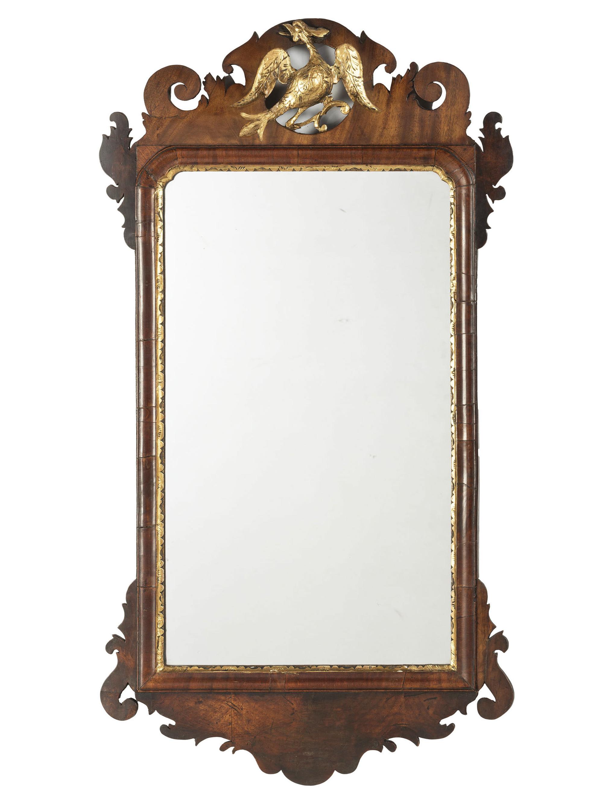 A George III Mahogany and Parcel Gilt Mirror