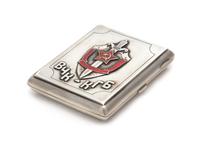 A Soviet-Era Estonian Silver Cigarette Case, Maker's Mark Obscured, Tallinn, Second Half 20th Century, the lid with an applied crest of