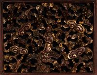 Five Chinese Gilt and Lacquered Carved Wood Panels