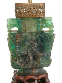 A Pair of Chinese Carved Green Quartz Vases