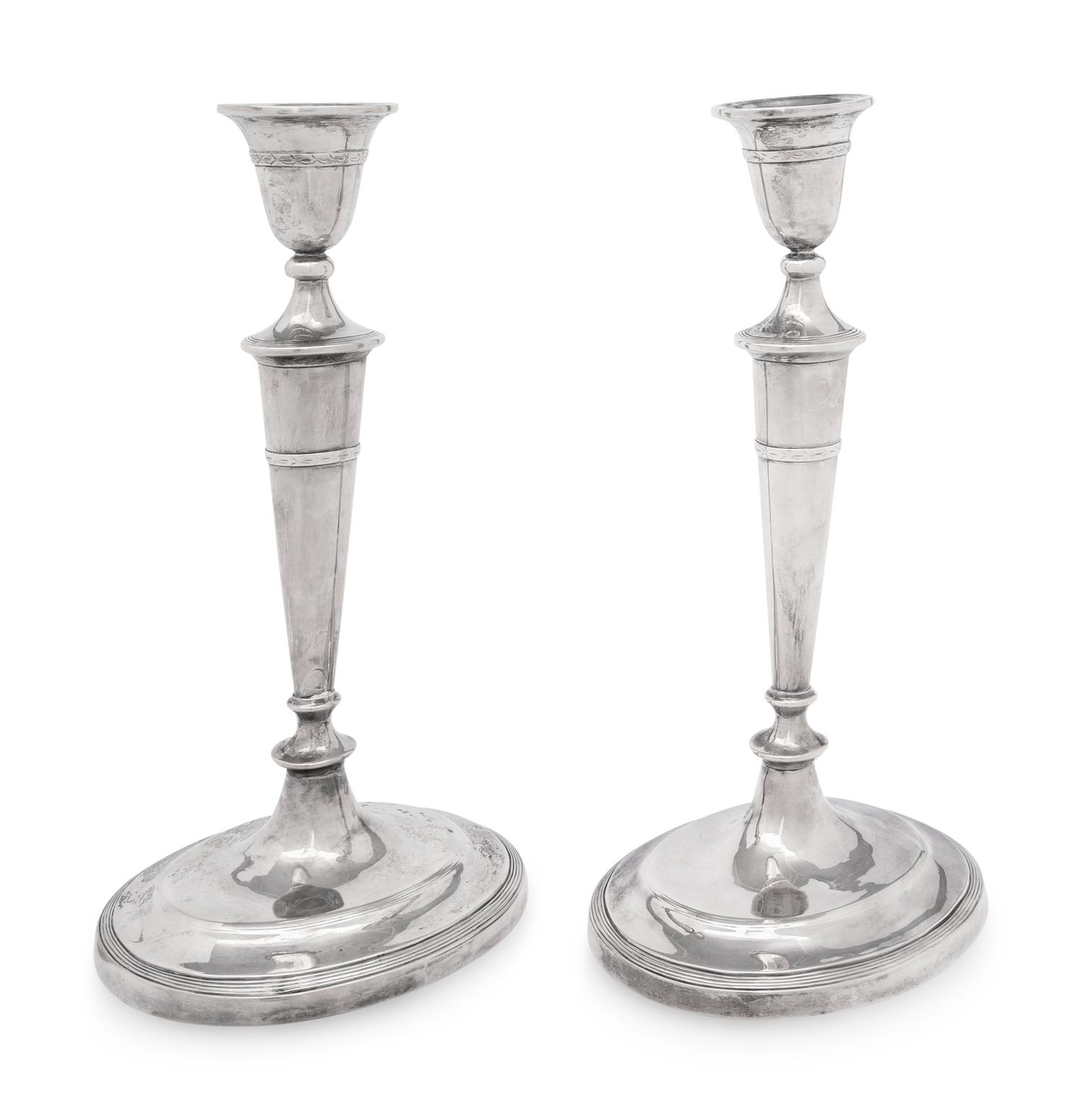 A Pair of American Silver Candlesticks