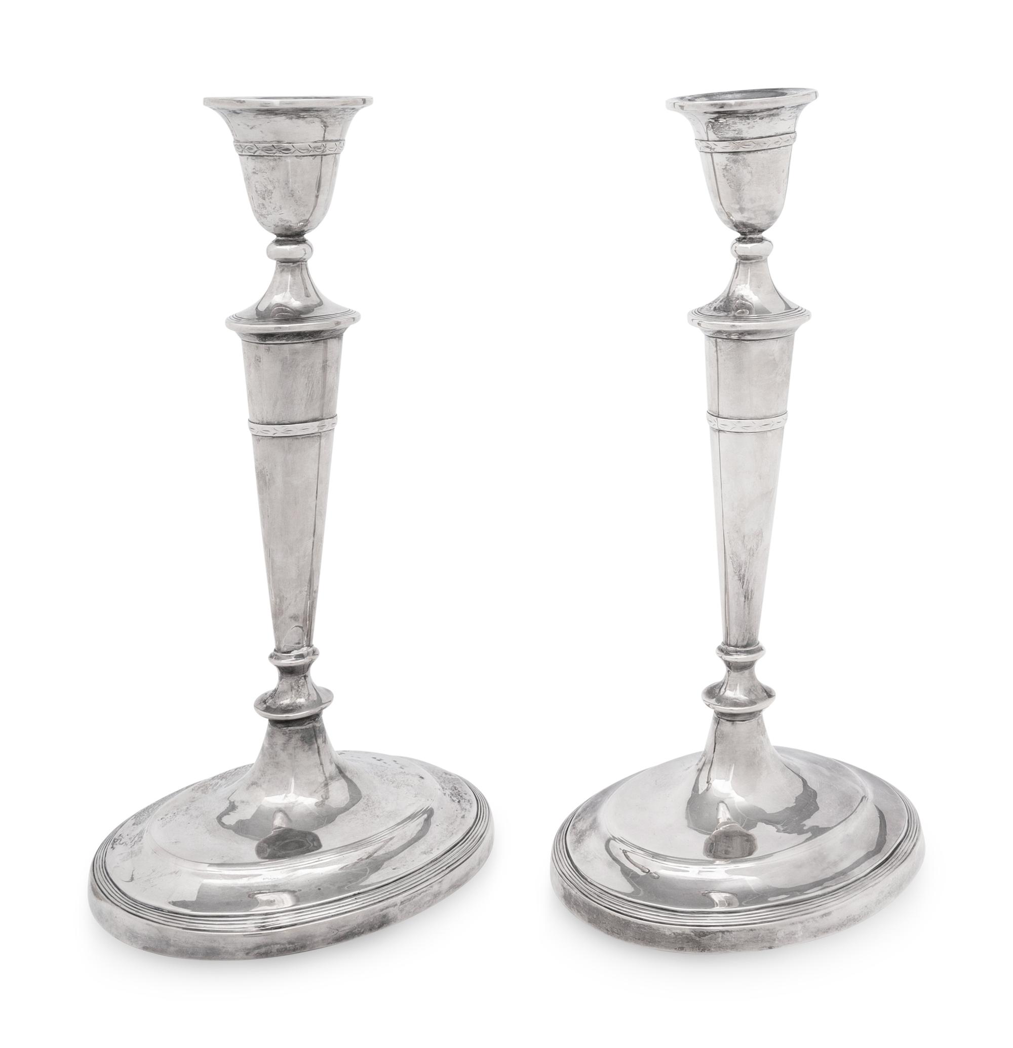 A Pair of American Silver Candlesticks