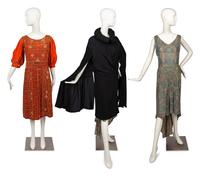 Three Flapper Items: Two Dresses, One Cape, 1920-30s