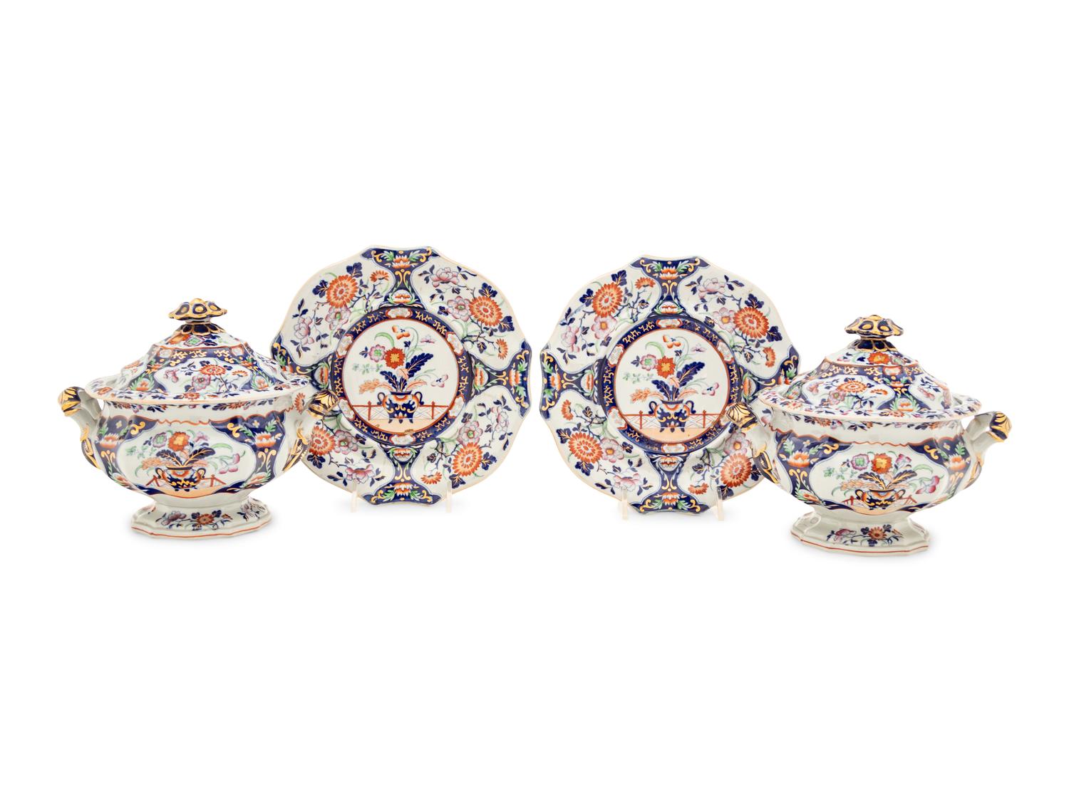 A Pair of English Ironstone Sauce Tureens
