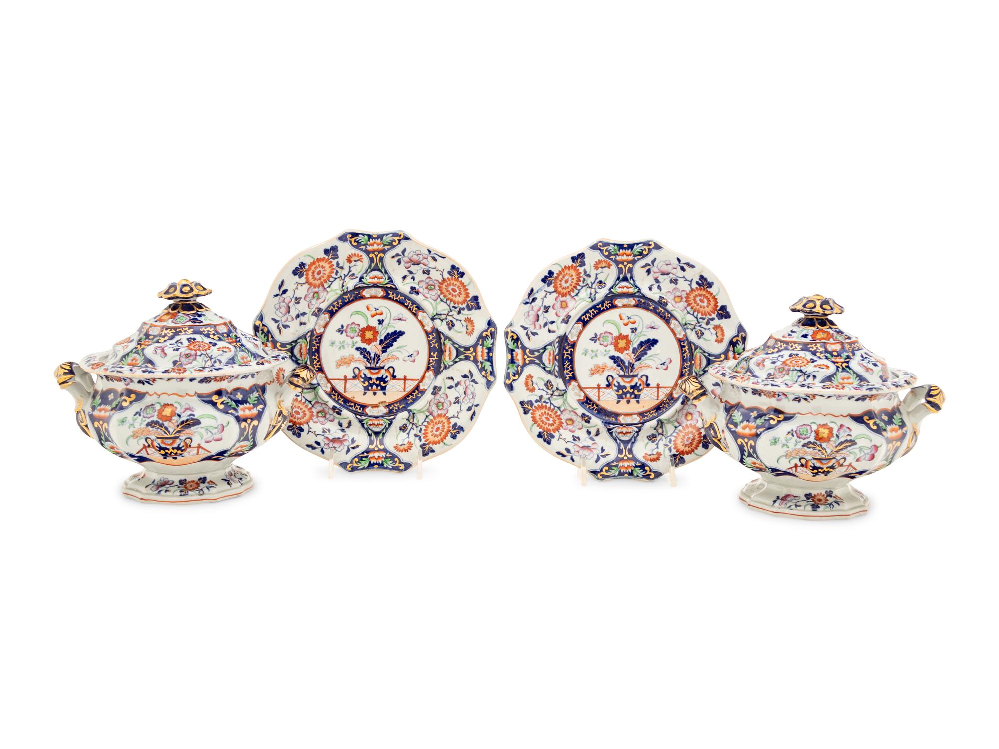 A Pair of English Ironstone Sauce Tureens