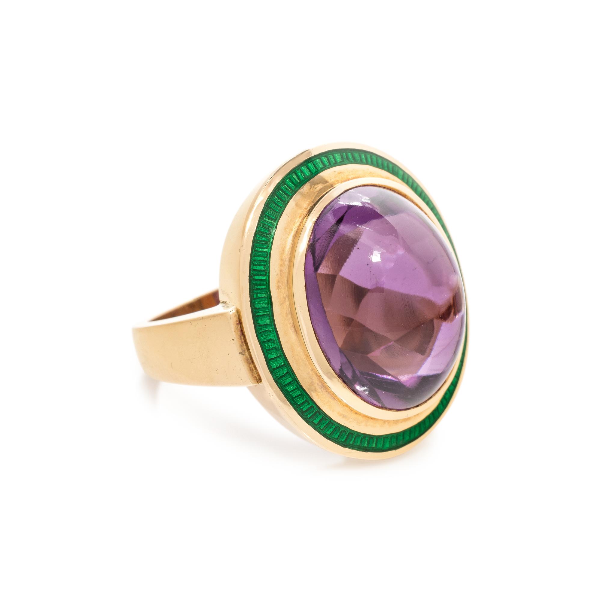 DE VROOMEN, AMETHYST AND ENAMEL RING
