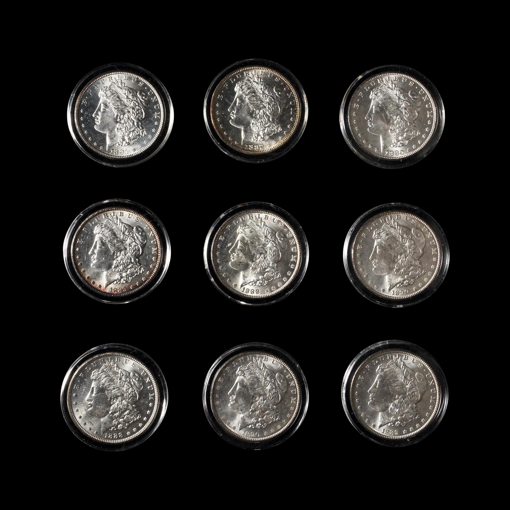A Group of Nine Morgan $1 Coins