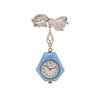 TIFFANY & CO., SILVER AND ENAMEL LAPEL WATCH PIN