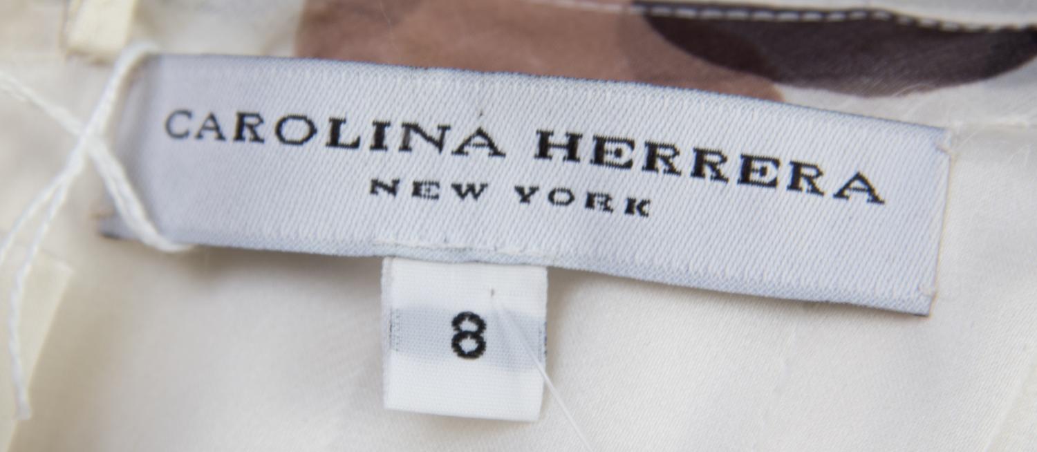 A Carolina Herrera Cream Silk Polka Dot Strapless Gown, Size: 8.