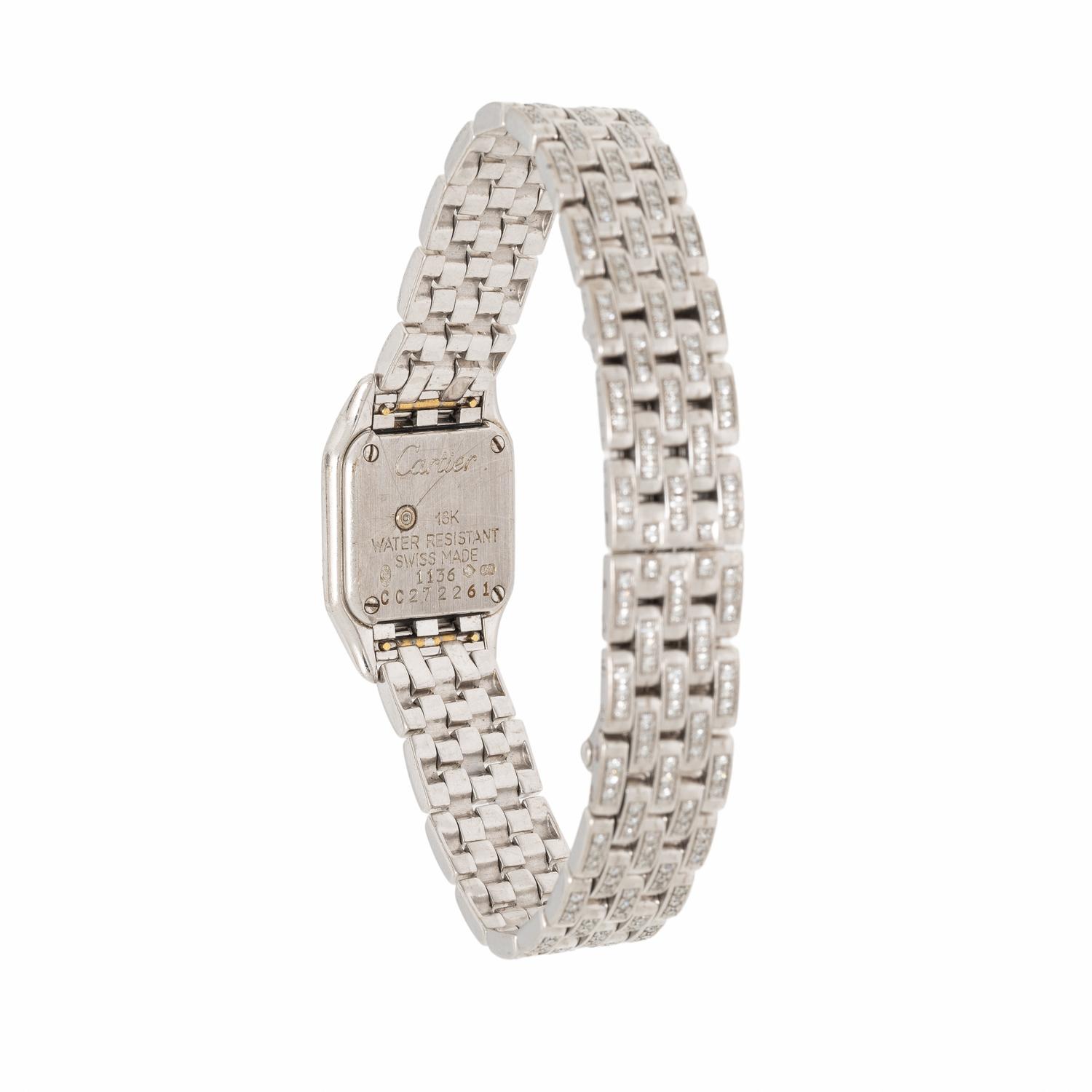 Cartier, Ref. 1136, 18K White Gold 'Panthère' Watch with Diamond Bezel and Bracelet