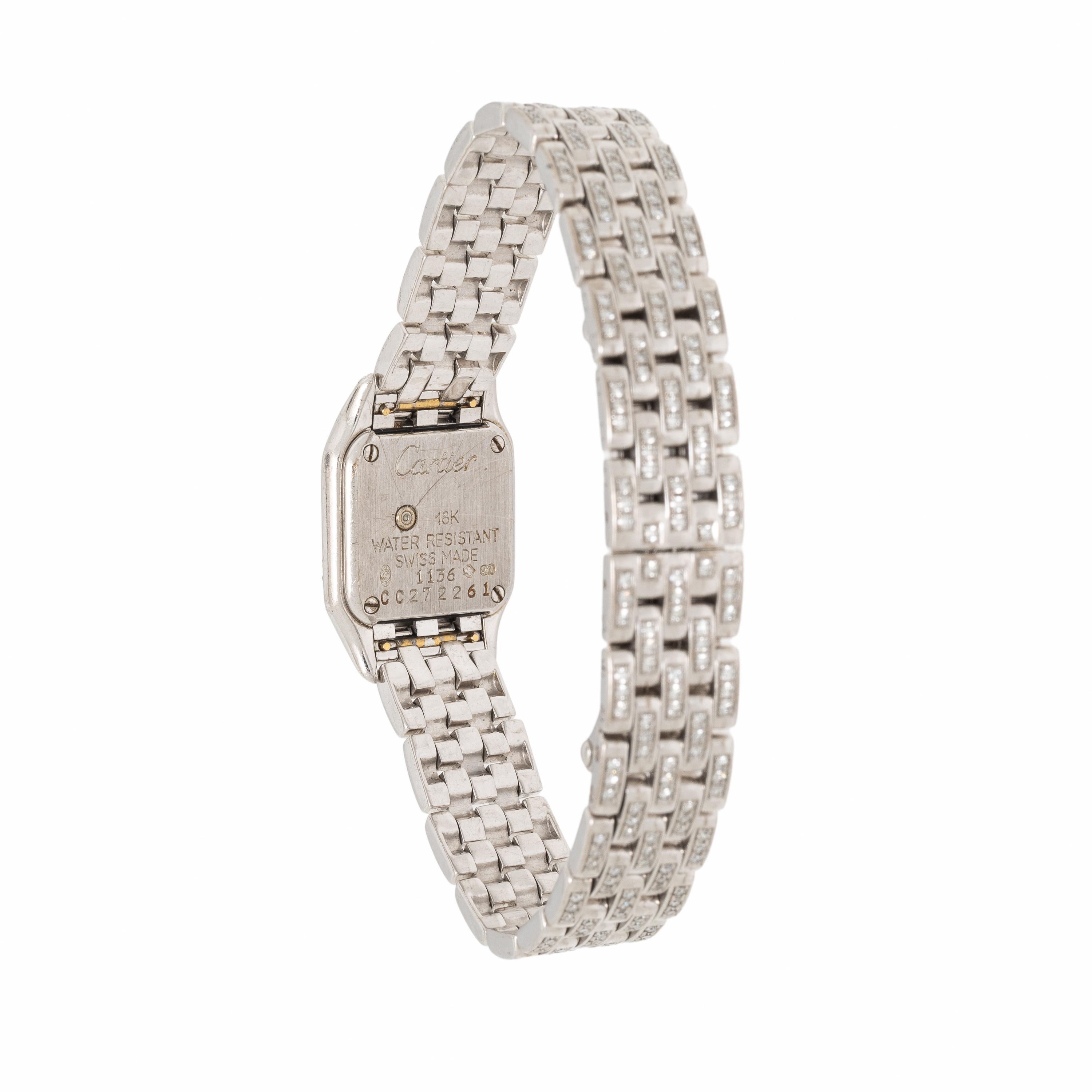Cartier, Ref. 1136, 18K White Gold 'Panthère' Watch with Diamond Bezel and Bracelet