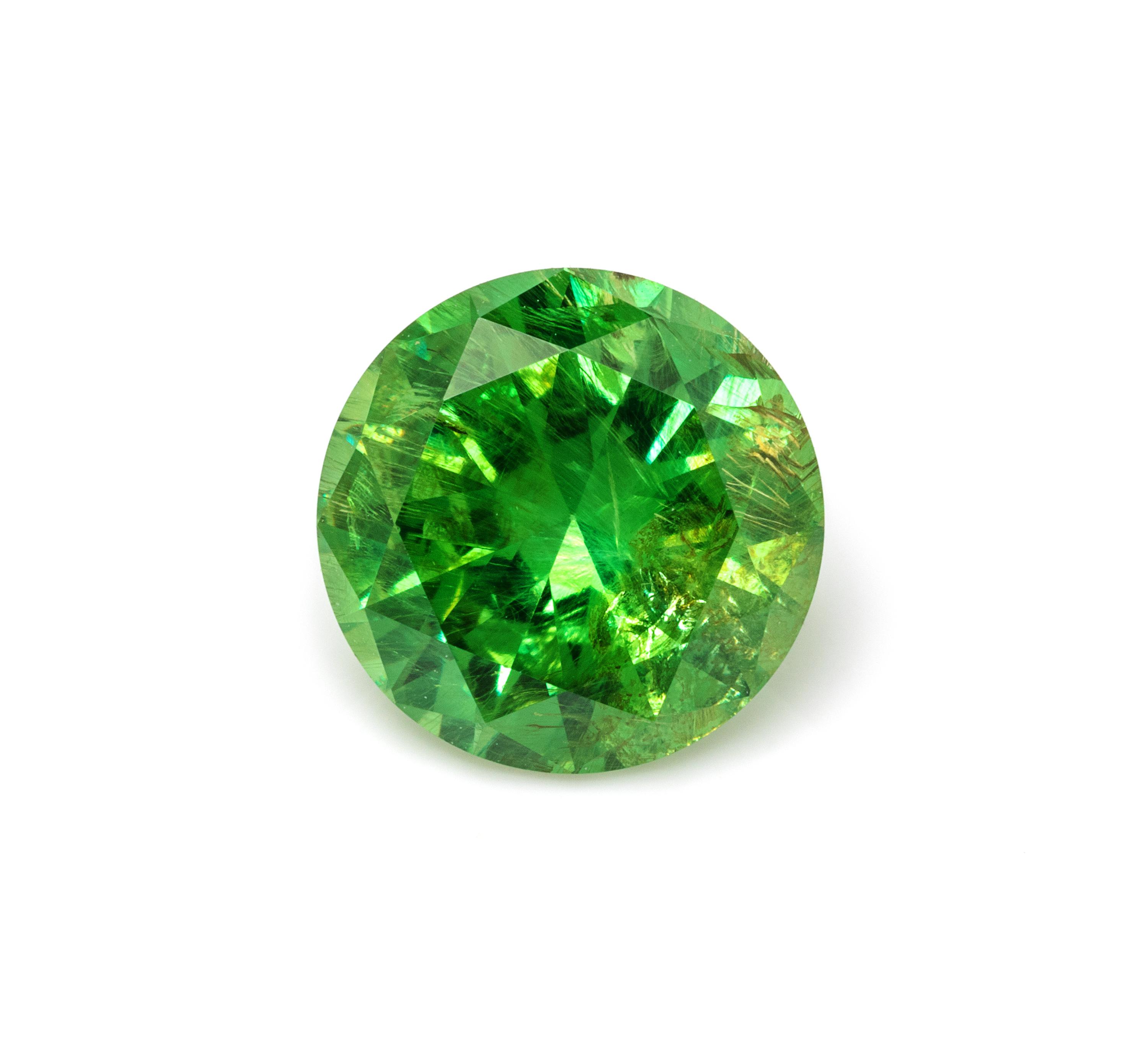 A 3.25 Carat Round Mixed Cut Russian Demantoid Garnet,