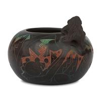 Blackware Pottery Jar, with Polychrome Sgraffito Decorations
