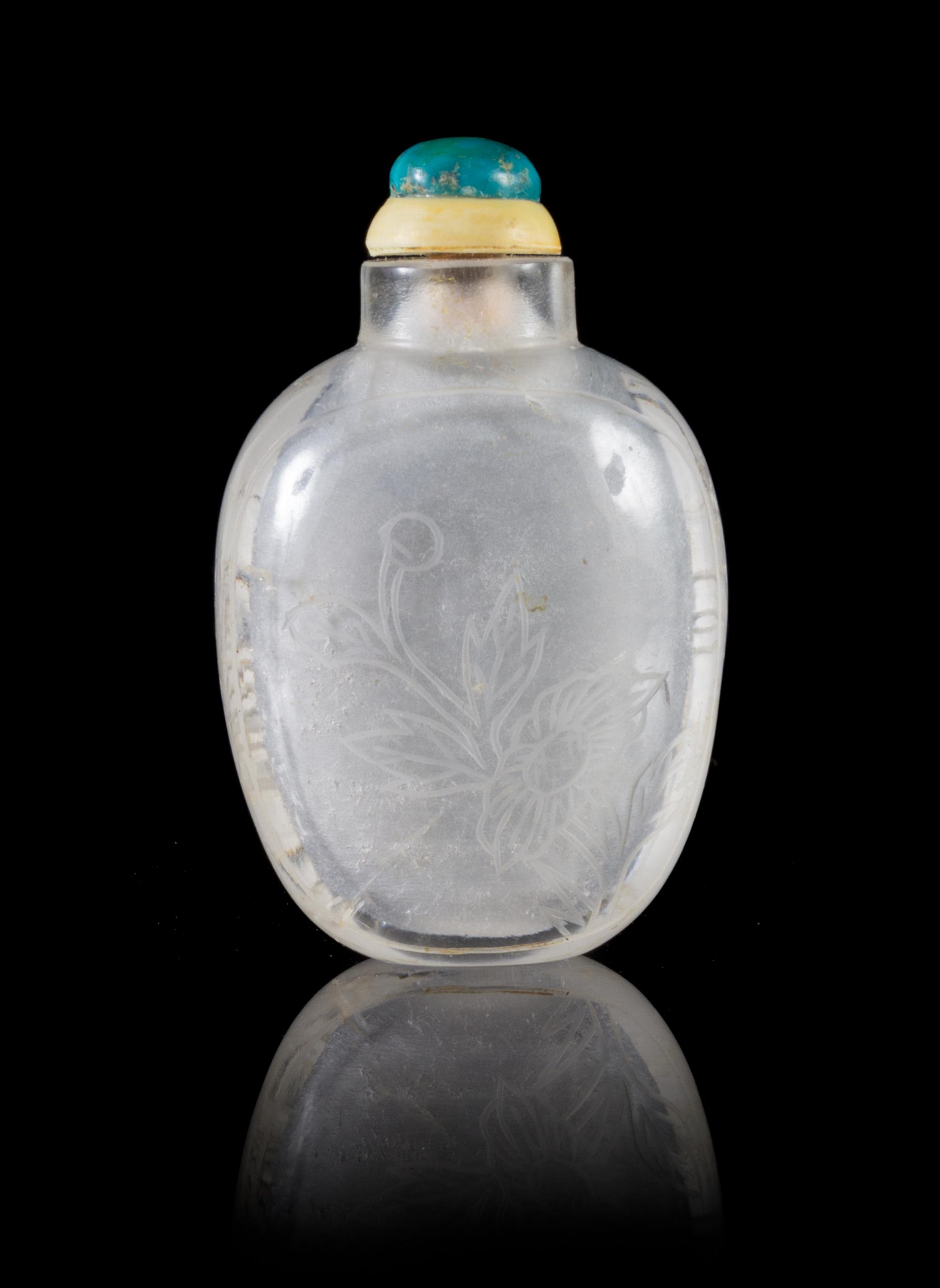A Rock Crystal Snuff Bottle Height 2 3/4 inches.