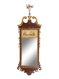 A Federal Style Parcel Gilt Mahogany and Églomisé Mirror