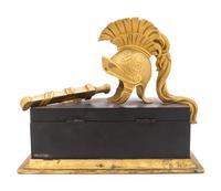 A French Neoclassical Gilt and Patinated Bronze Armor Trophy