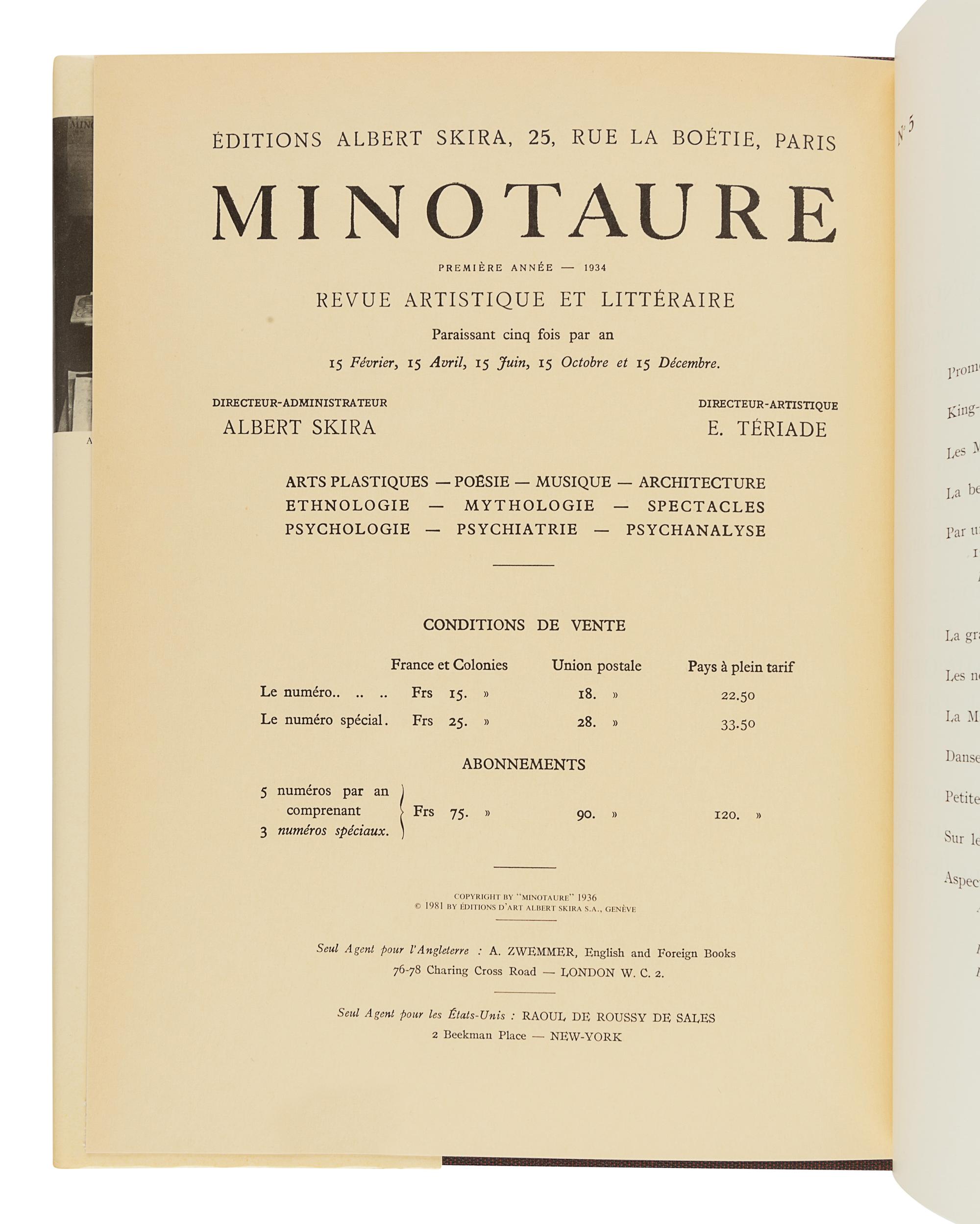 Minotaure. New York: Skira, Rizzoli International Publications, Inc., 1980-1981.