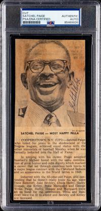 A Satchel Paige Signed Autograph Cut (PSA ENCAPSULATED)