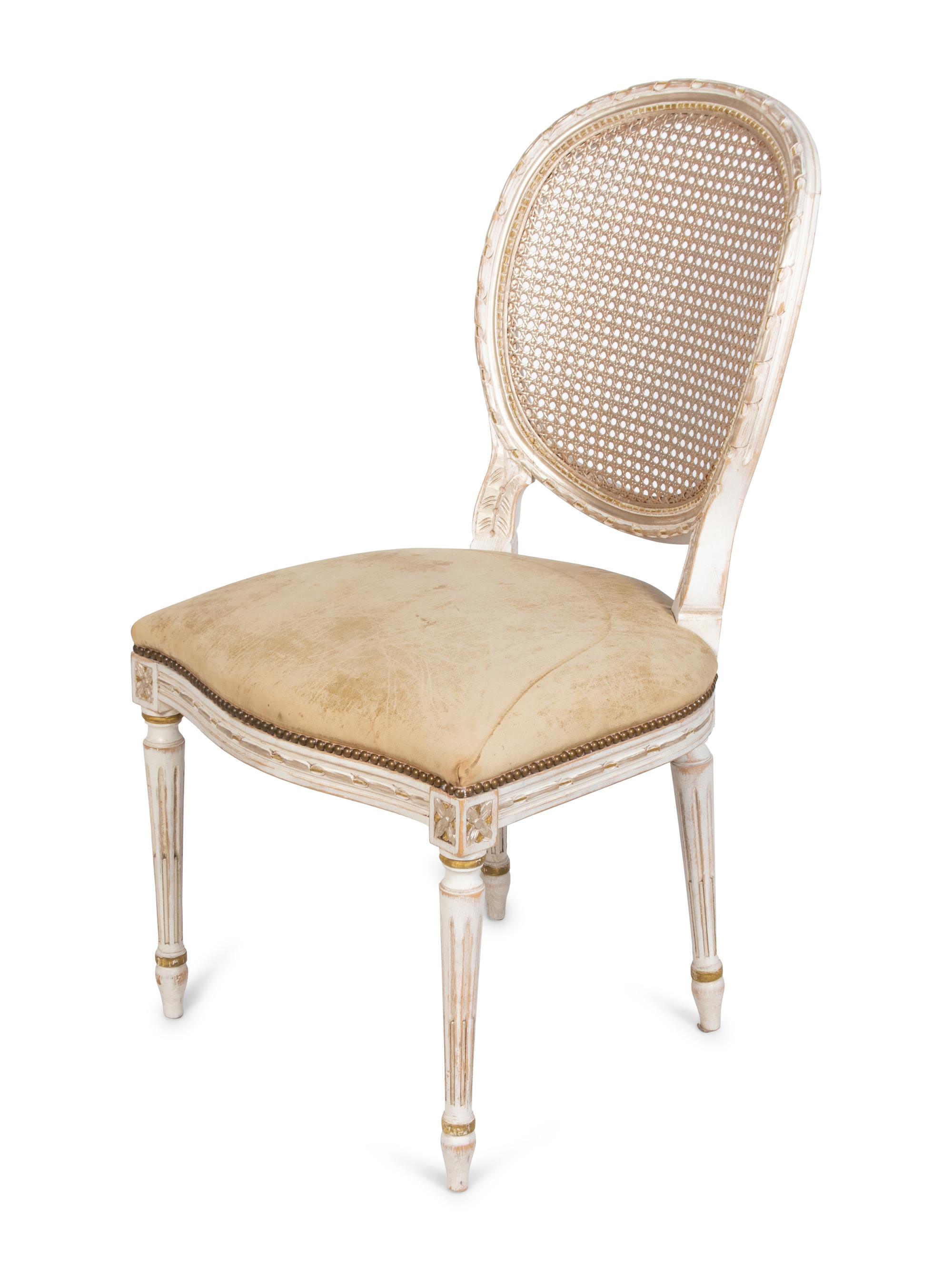 A Set of Ten Louis XV Style Painted Dining Chairs