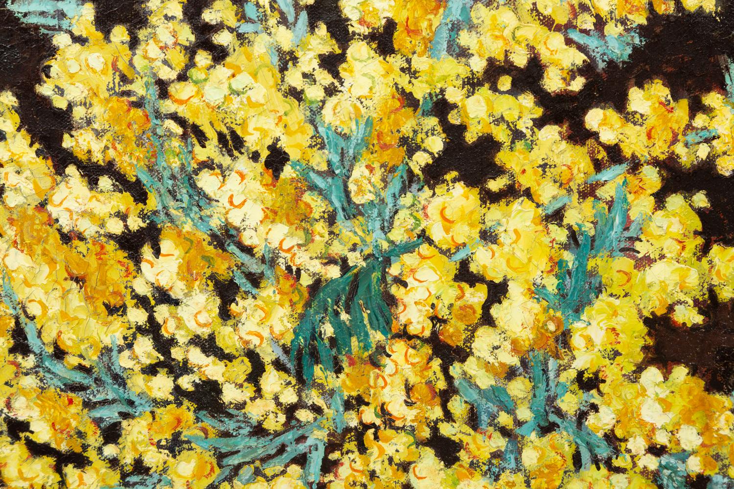 Peaches in a Blue and White Bowl , 1976, and Yellow Gorse in a Blue Pitcher (two works)