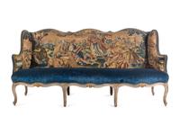 A Louis XV Painted Canapé with Needlepoint Tapestry Upholstery
