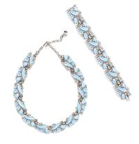 A Trifari Pastel Blue Enamel and Rhinestone Floral Demi Parure,