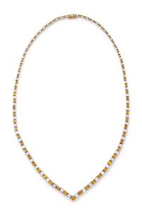 COLORED DIAMOND AND DIAMOND NECKLACE