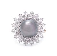 CULTURED TAHITIAN PEARL AND DIAMOND RING