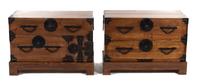 A Pair of Japanese Kiriwood Tansu Bases on Stands