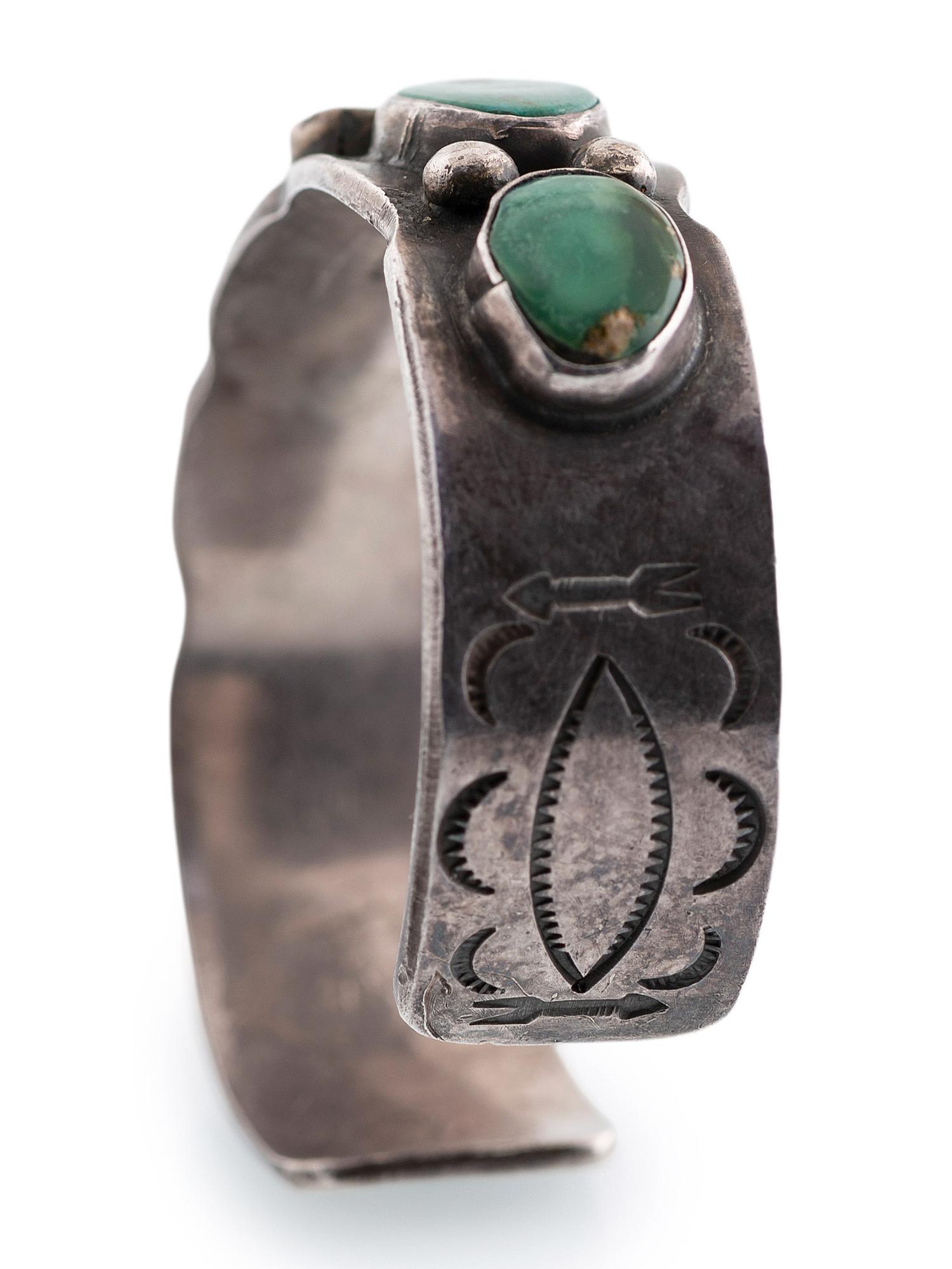 Navajo Silver and Turquoise Cuff Bracelet