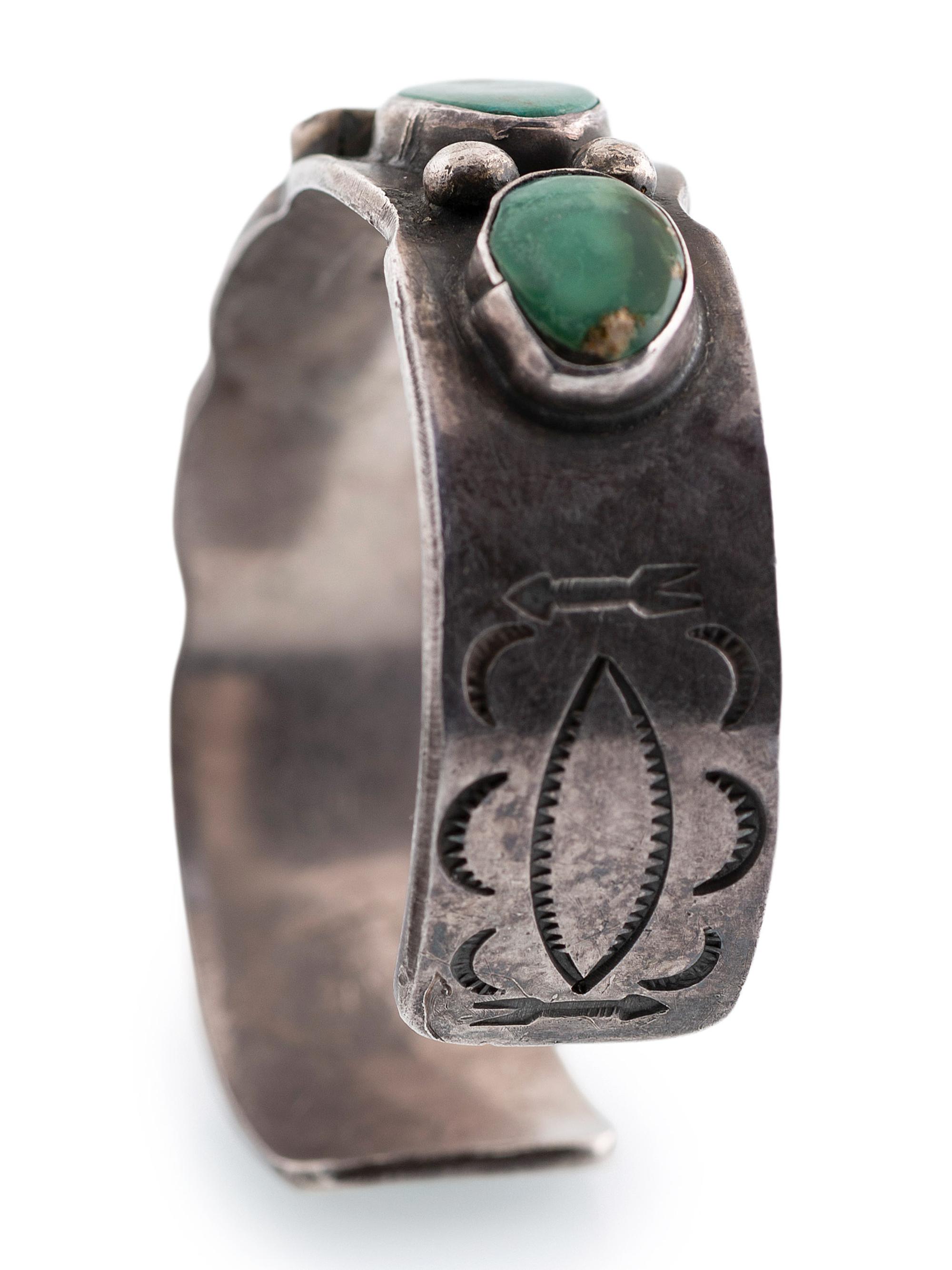 Navajo Silver and Turquoise Cuff Bracelet