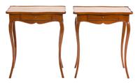 A Pair of Louis XV Style Mahogany Side Tables Height 28 1/2 x width 24 1/2 x depth 16 inches. — LATE 19TH/EARLY 20TH CENTURY