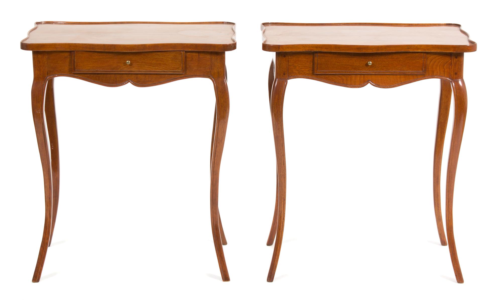 A Pair of Louis XV Style Mahogany Side Tables Height 28 1/2 x width 24 1/2 x depth 16 inches. — LATE 19TH/EARLY 20TH CENTURY