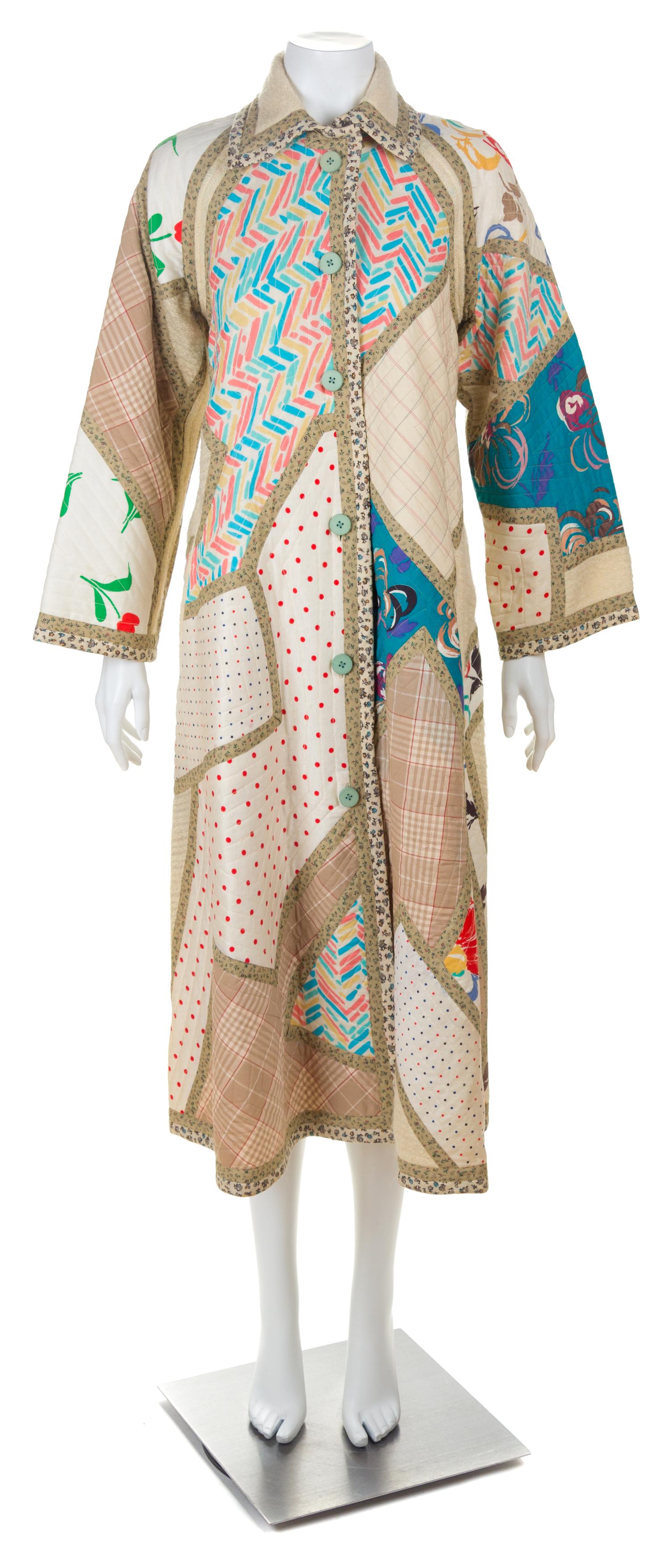 A Koos Multicolor Wool and Cotton Quilted Patchwork Coat, Size small.