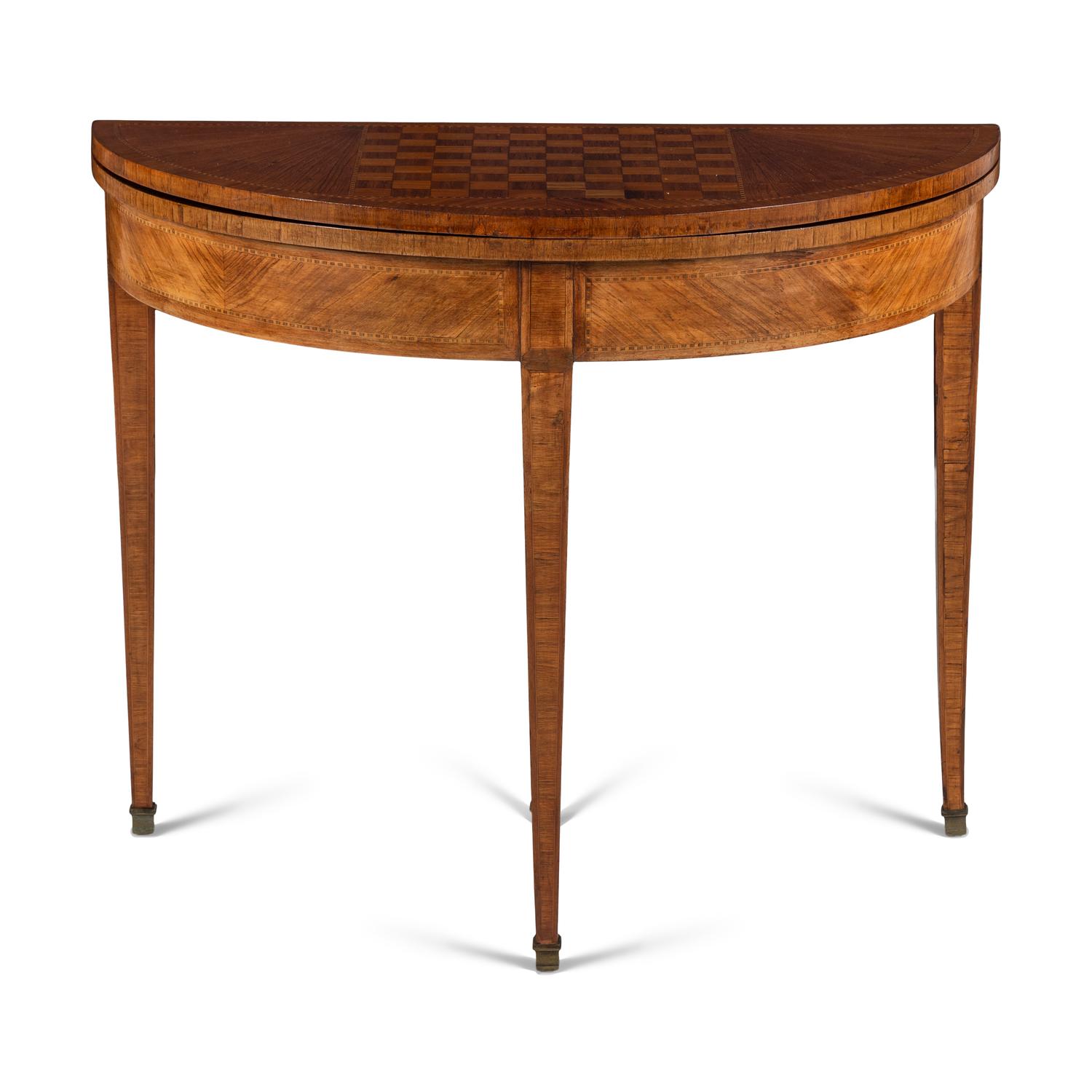A George III Style Satinwood and Marquetry Game Table