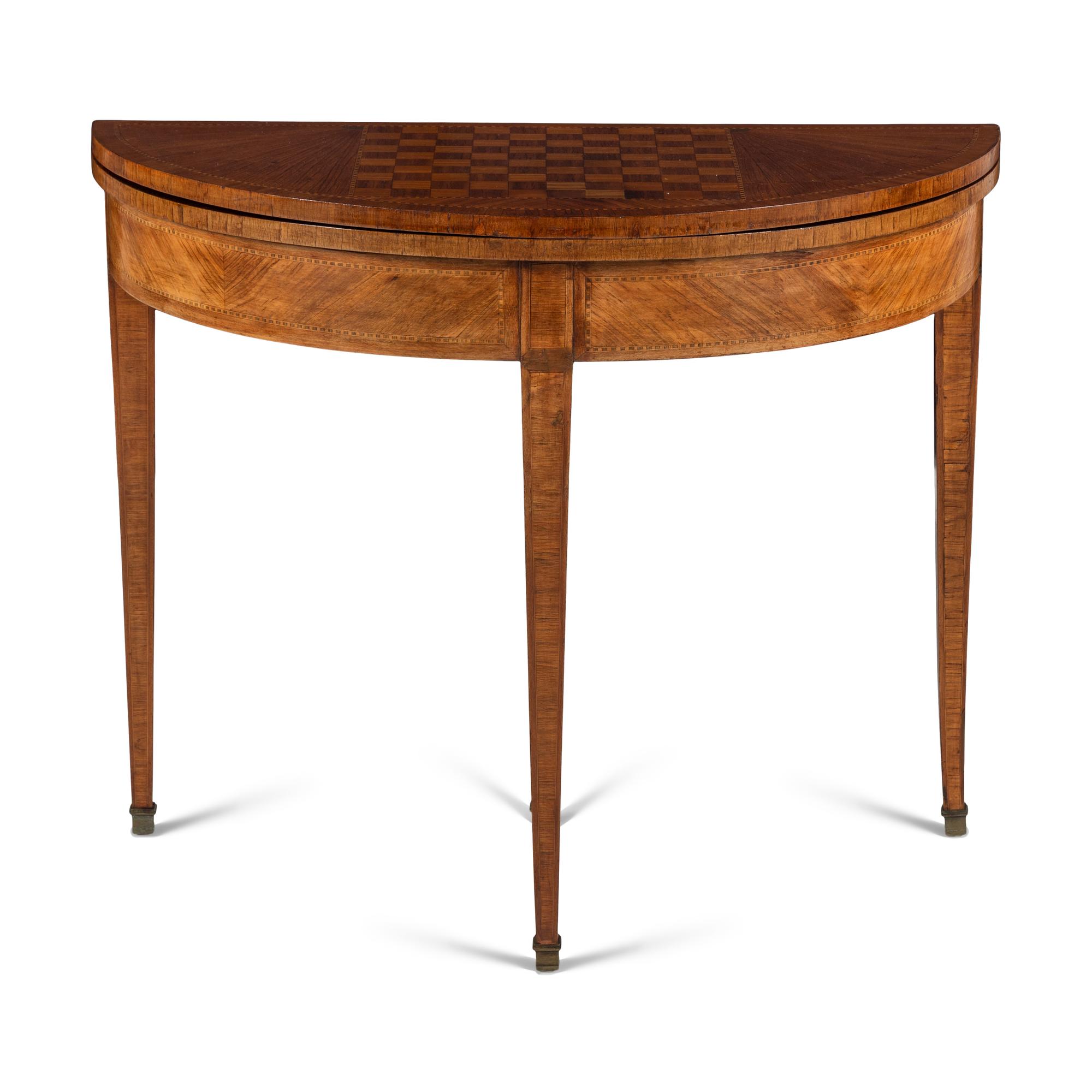 A George III Style Satinwood and Marquetry Game Table