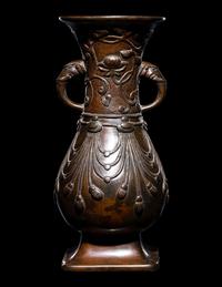 A Japanese Bronze Pear-Shaped Vase