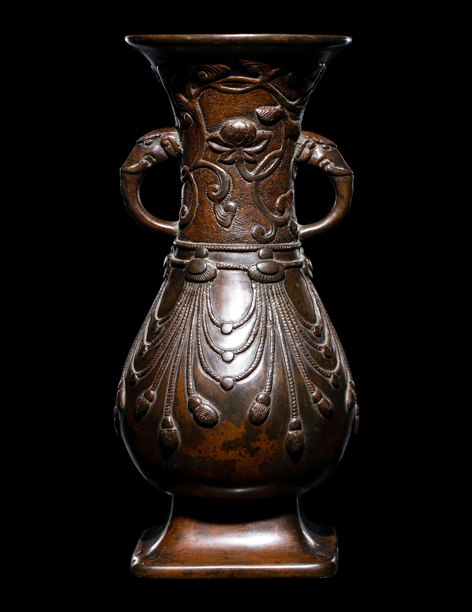 A Japanese Bronze Pear-Shaped Vase