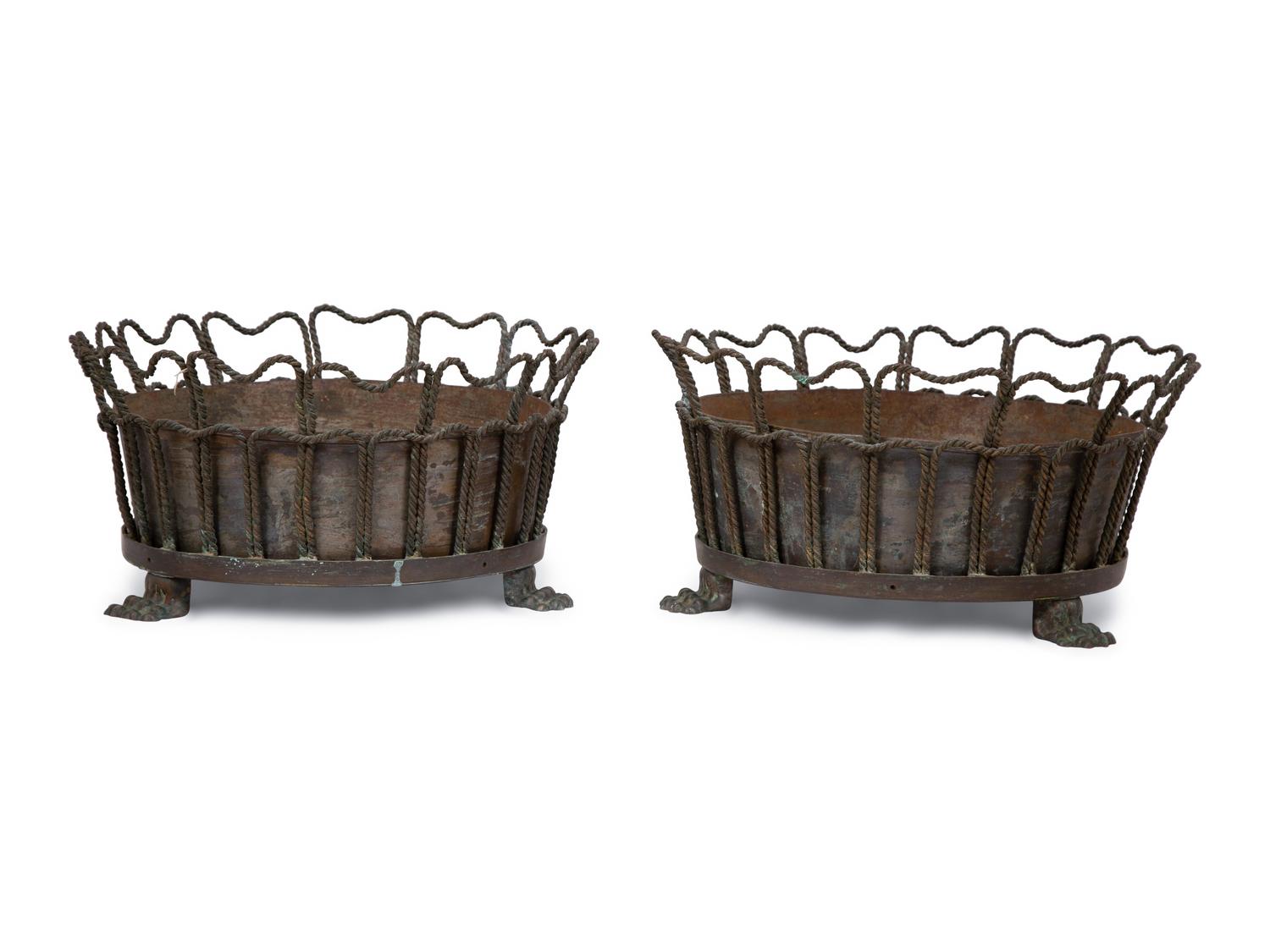 A Pair of Continental Metal Jardinières