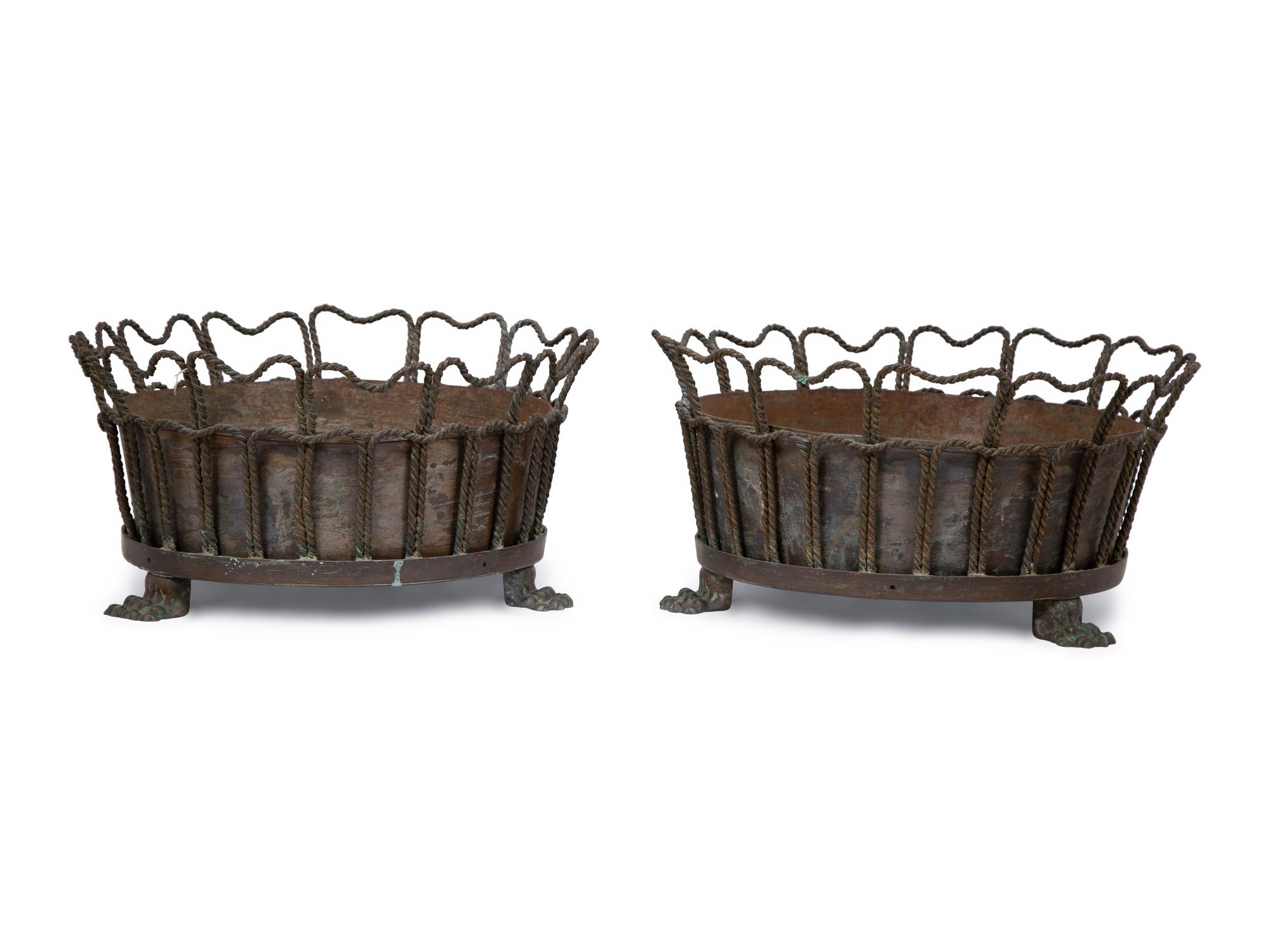 A Pair of Continental Metal Jardinières