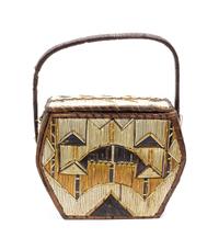 A Mimac Quillwork Handled Box Height 8 x width 6 1/2 inches. — CIRCA 1835