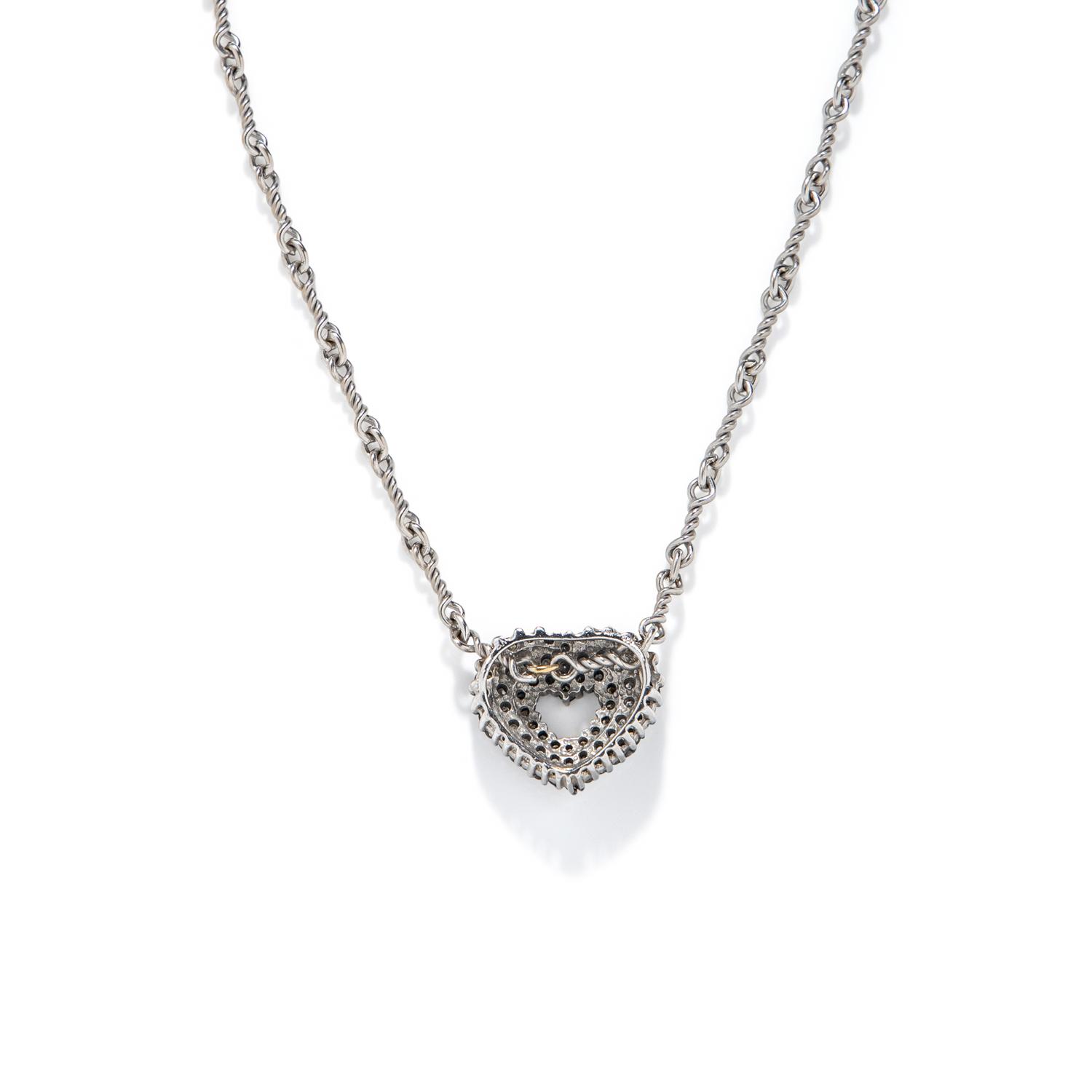 WHITE GOLD, DIAMOND, AND COLORED DIAMOND HEART NECKLACE