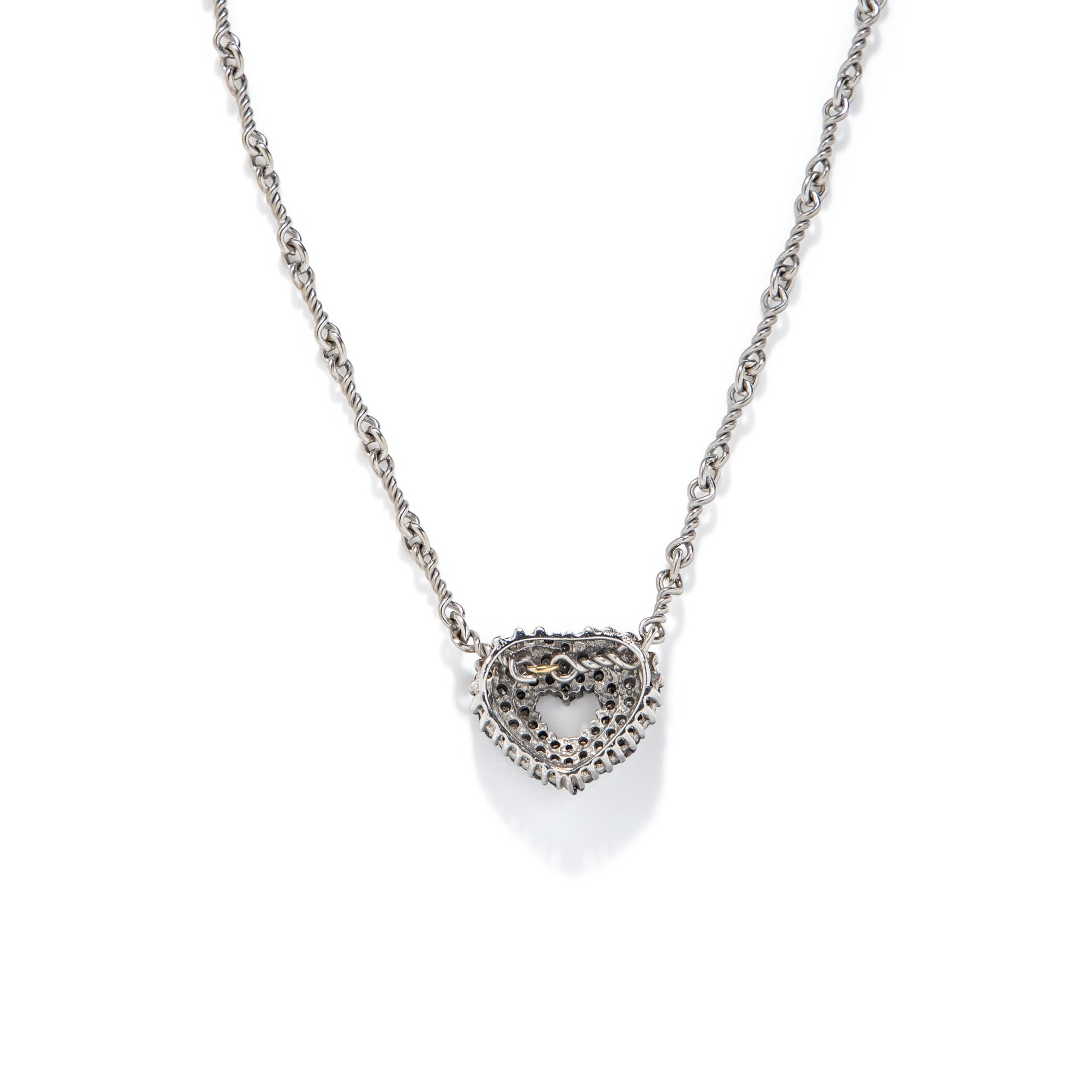 WHITE GOLD, DIAMOND, AND COLORED DIAMOND HEART NECKLACE
