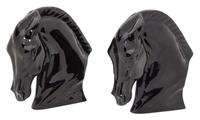 A Pair of Baccarat Black Glass Figures Height 6 1/2 inches. — TAUNI DE LESSEPS FOR BACCARAT