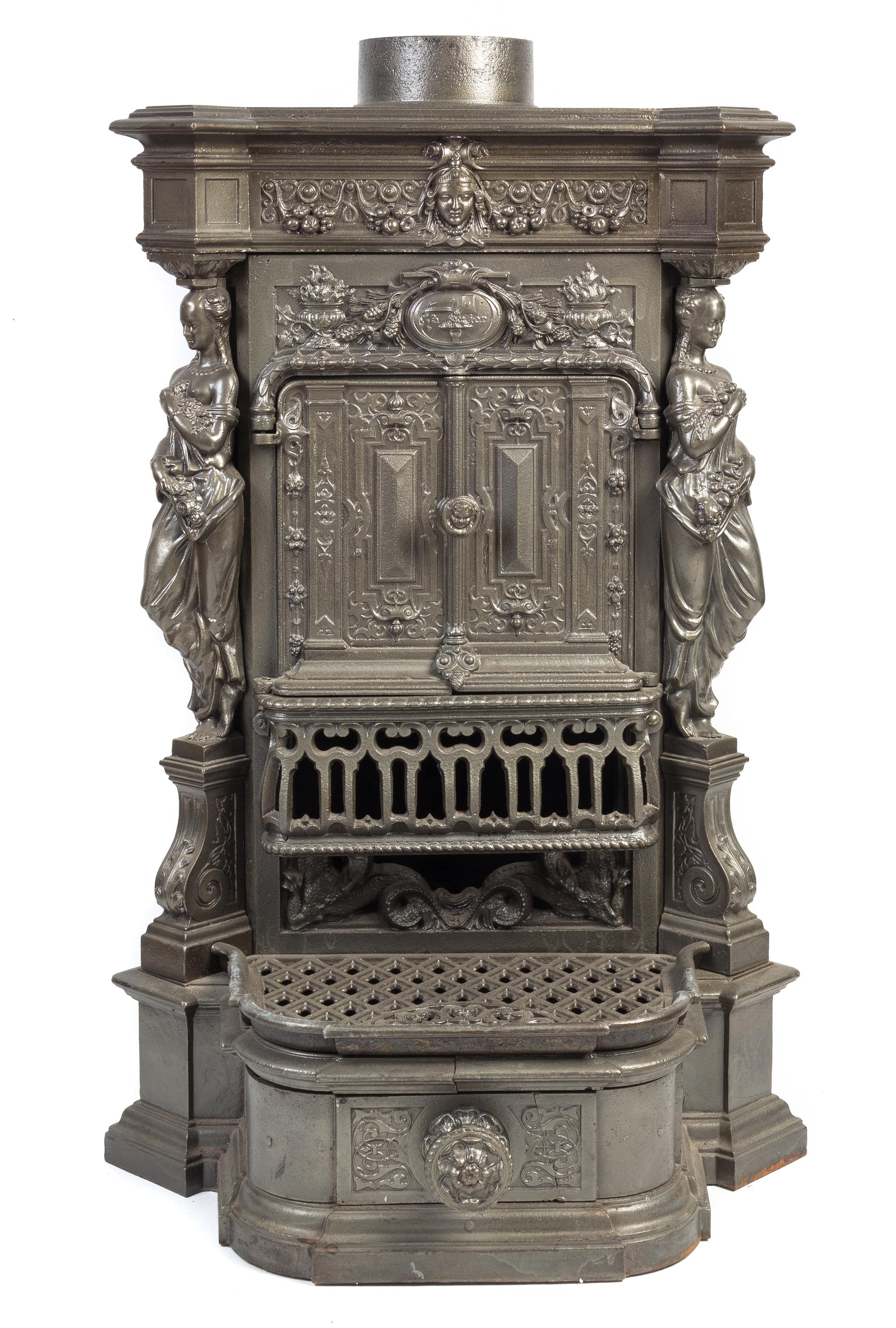 A Continental Cast Iron Stove Height 33 inches.