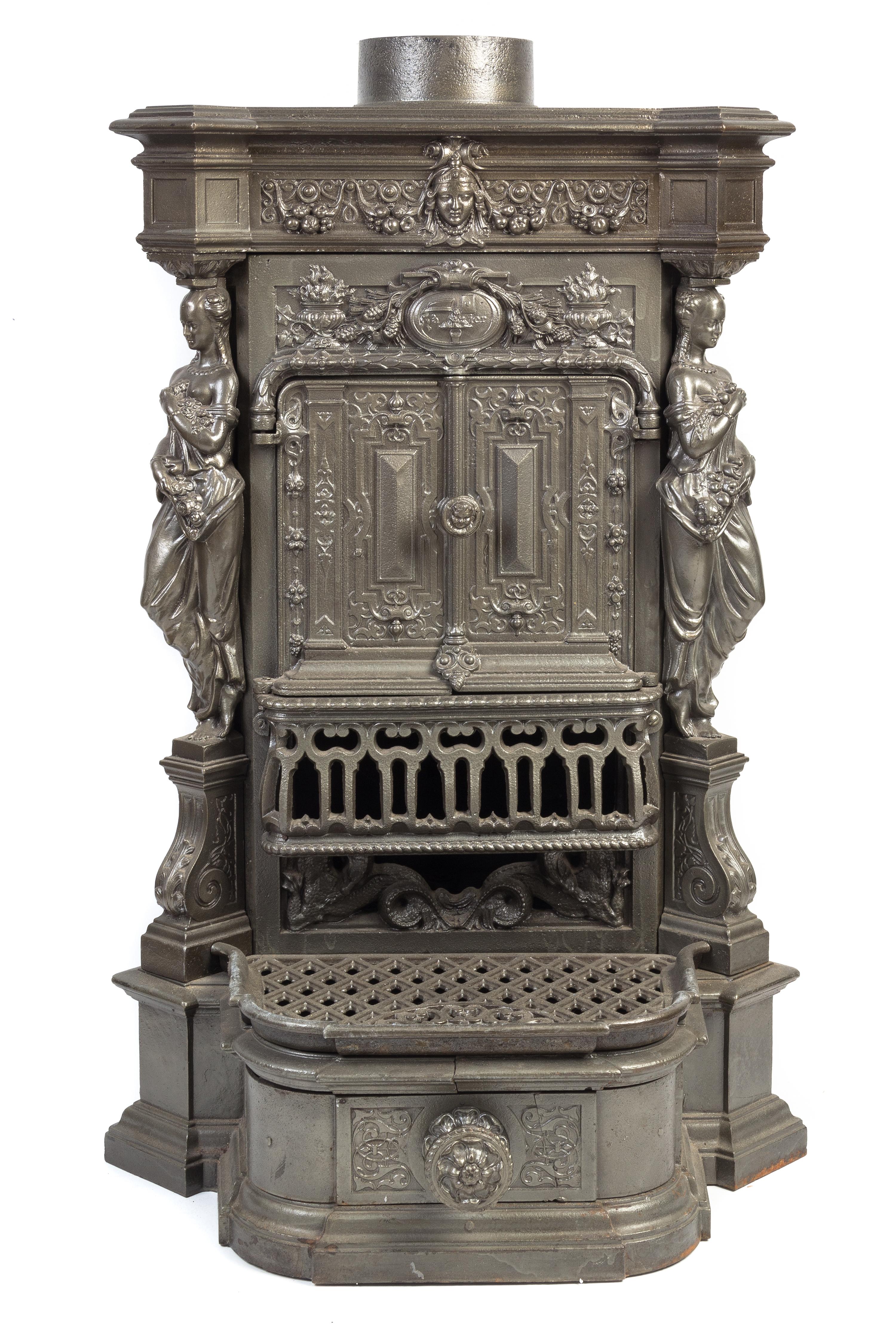 A Continental Cast Iron Stove Height 33 inches.