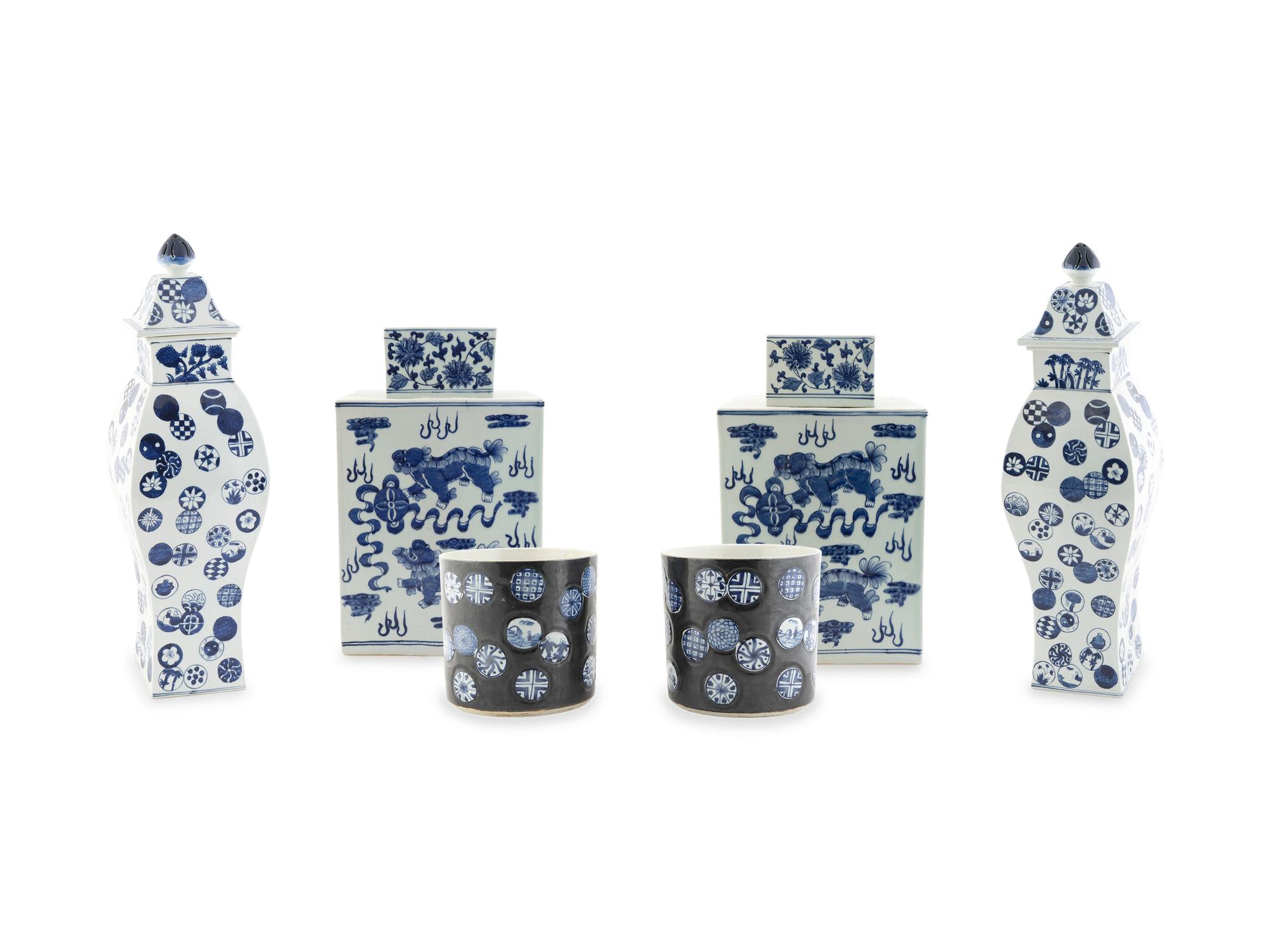 A Group of Six Chinese Blue and White Porcelain Items — 20TH CENTURY