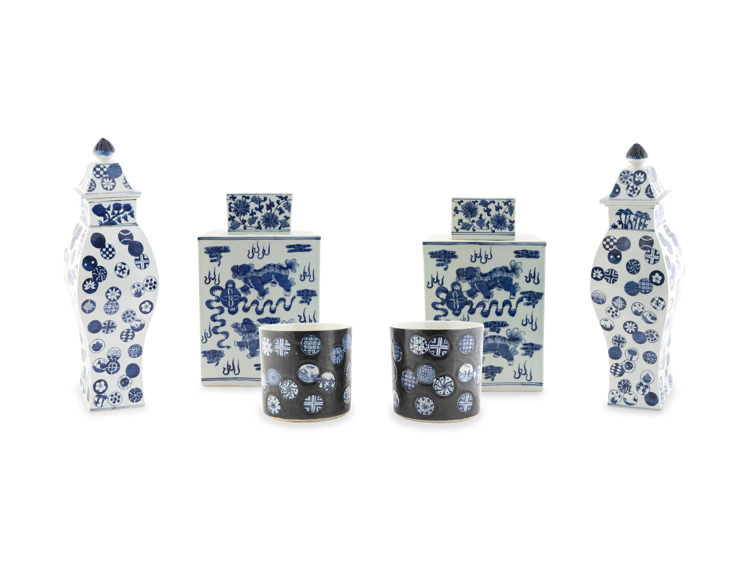 A Group of Six Chinese Blue and White Porcelain Items — 20TH CENTURY