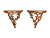 A Pair of Contemporary Gilt Composite Wall Brackets