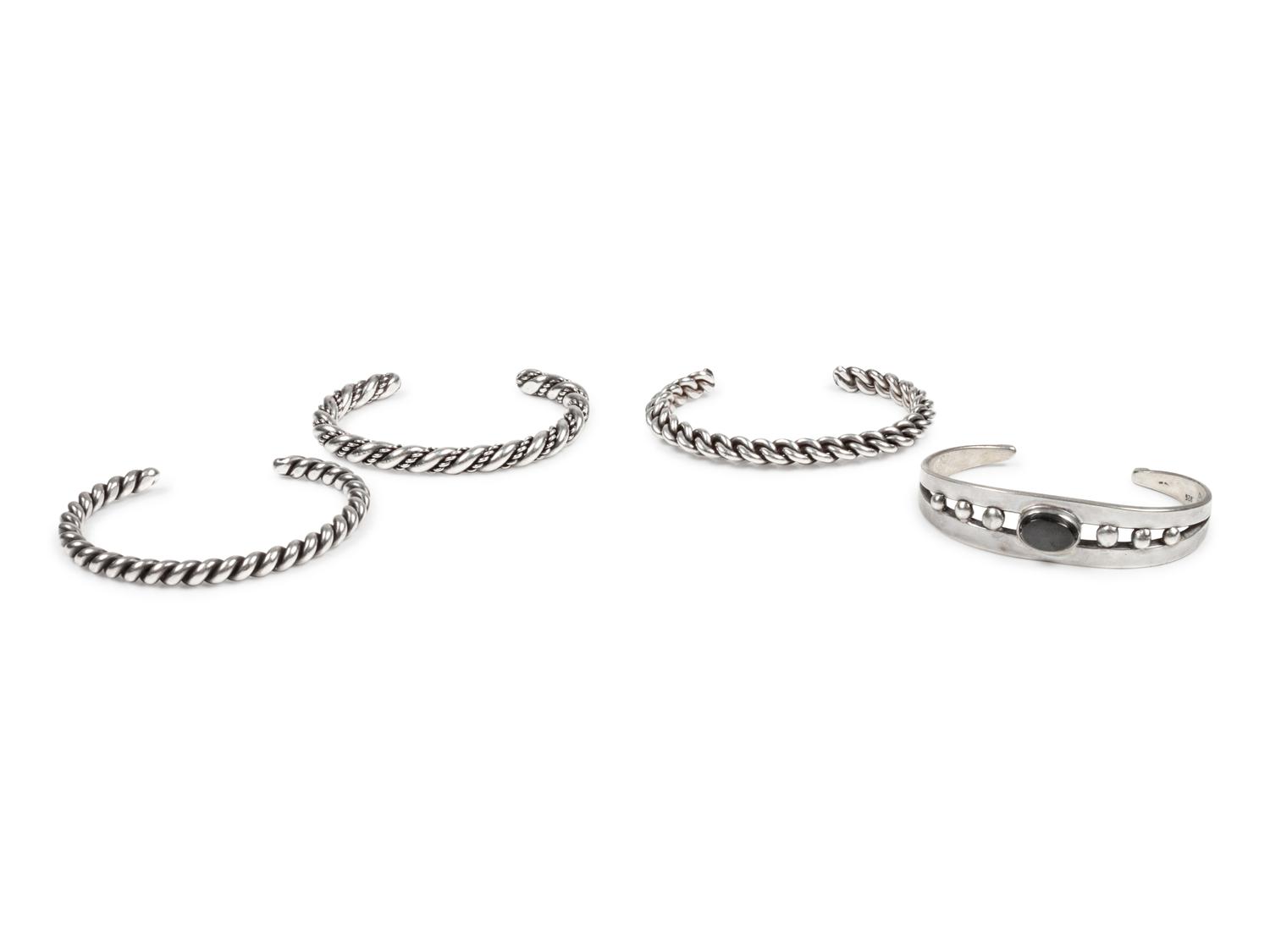 Four Southwestern Silver Cuff Bracelets